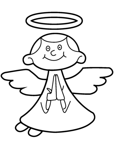 Cute Cartoon Angel Coloring Page